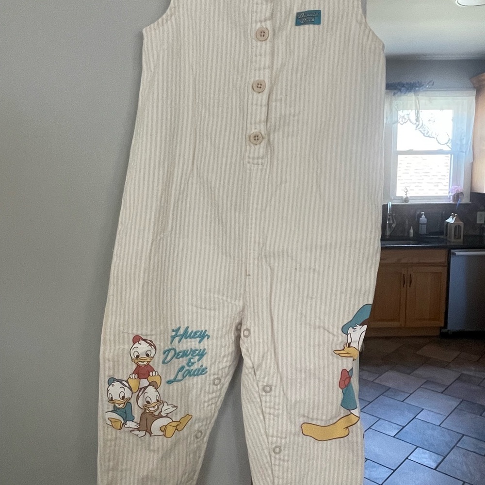 Disney boys  Striped Overalls - Cream